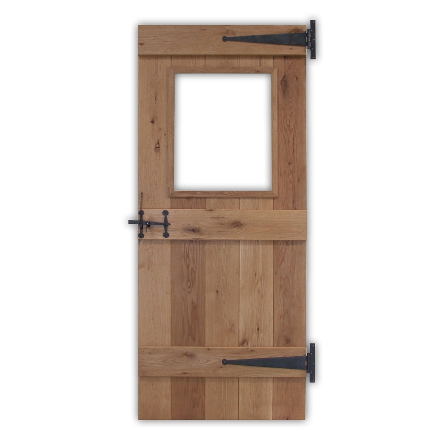 Solid Oak 3 Ledge Glazed Rustic V-Groove Cottage Door - Main Product Image