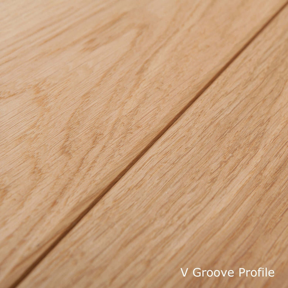 Product solid oak three-ledge unglazed rustic V-groove cottage door hardware detail