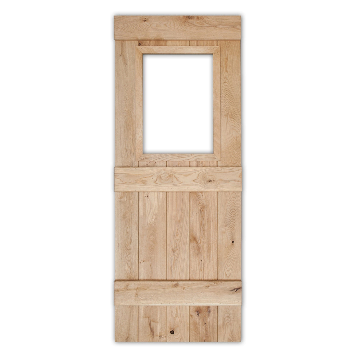 Solid Oak 3 Ledge Glazed Rustic V-Groove Cottage Door - Main Product Image