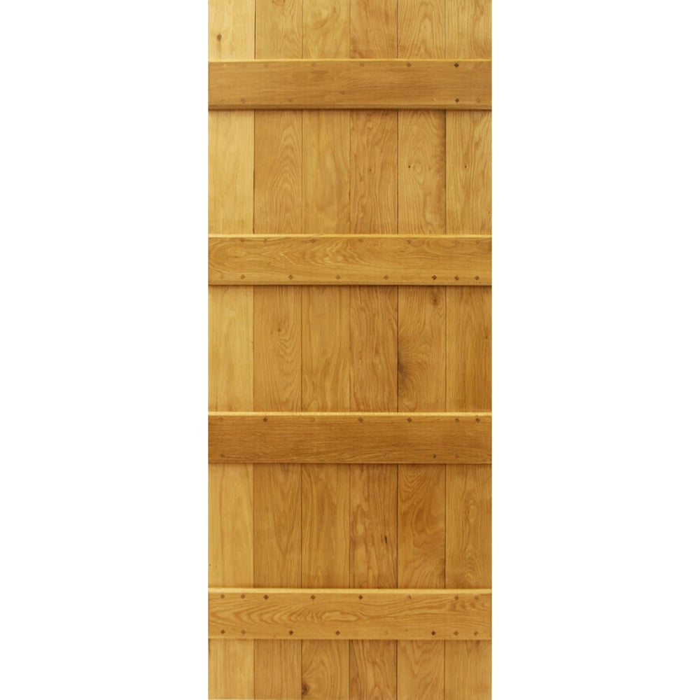 Product solid oak four-ledge single sliding barn door kit product close-up