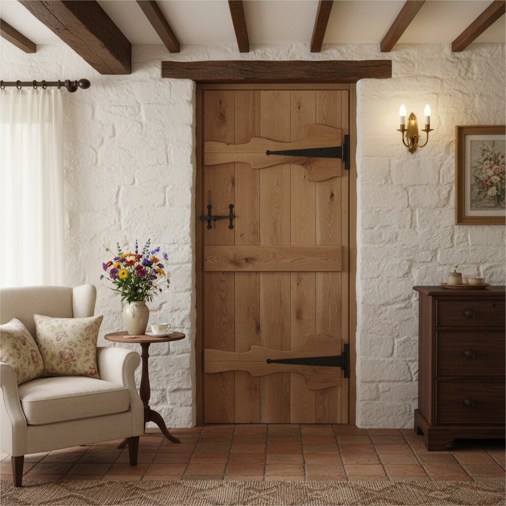 Solid Oak Abbey 3 Ledge Rustic V Groove Internal Door Lifestyle Image