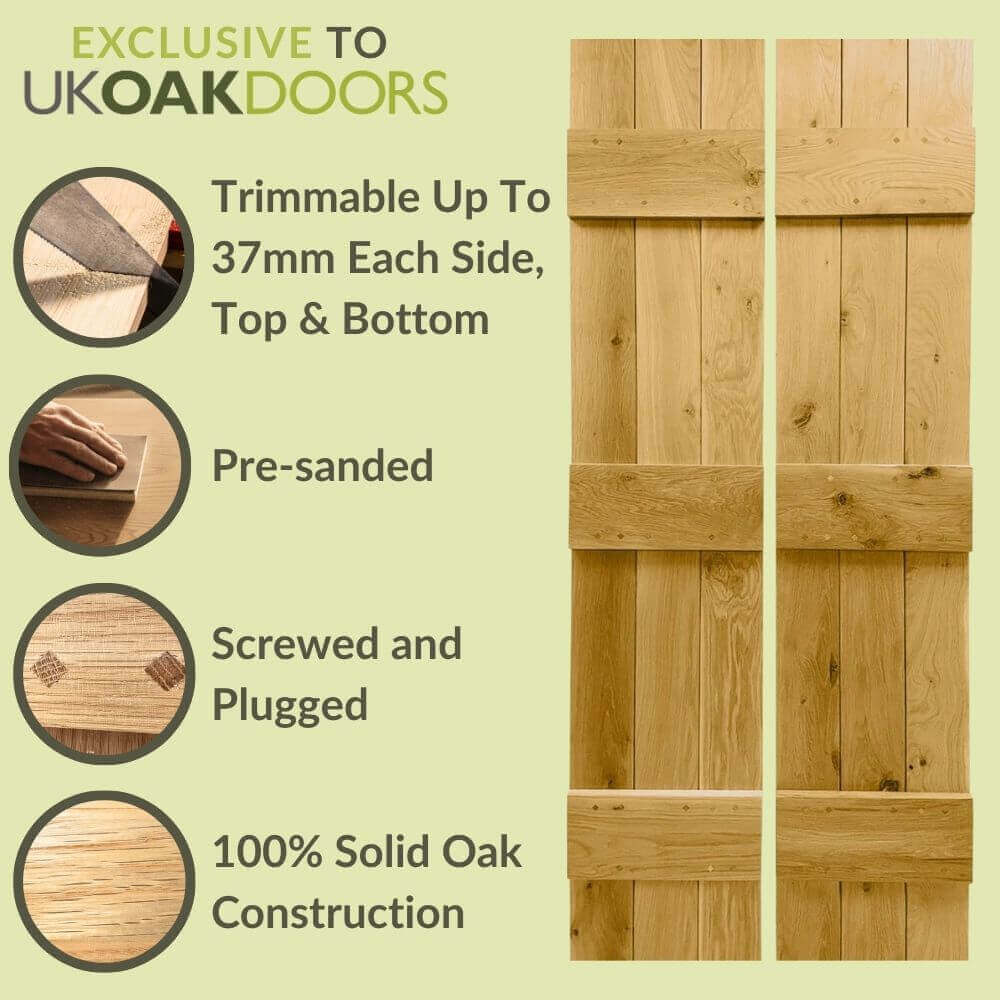 Graphic solid oak bifold barn door information panel