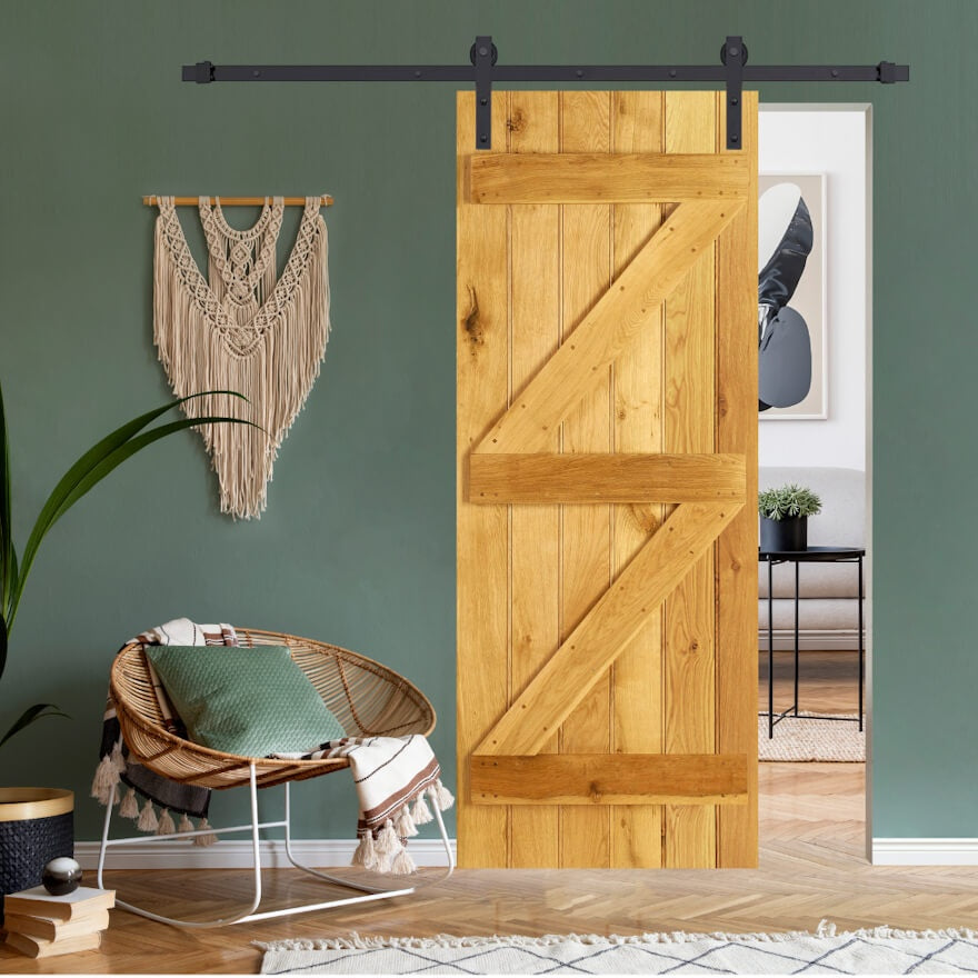 Solid Oak Ledge And Brace Single Sliding Door Kit - Main Product Image
