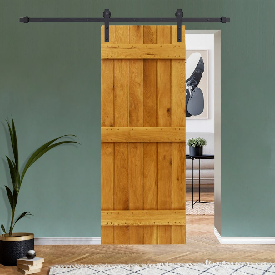 Solid Oak Ledge With Optional Braces Single Sliding Door Kit - Main Product Image