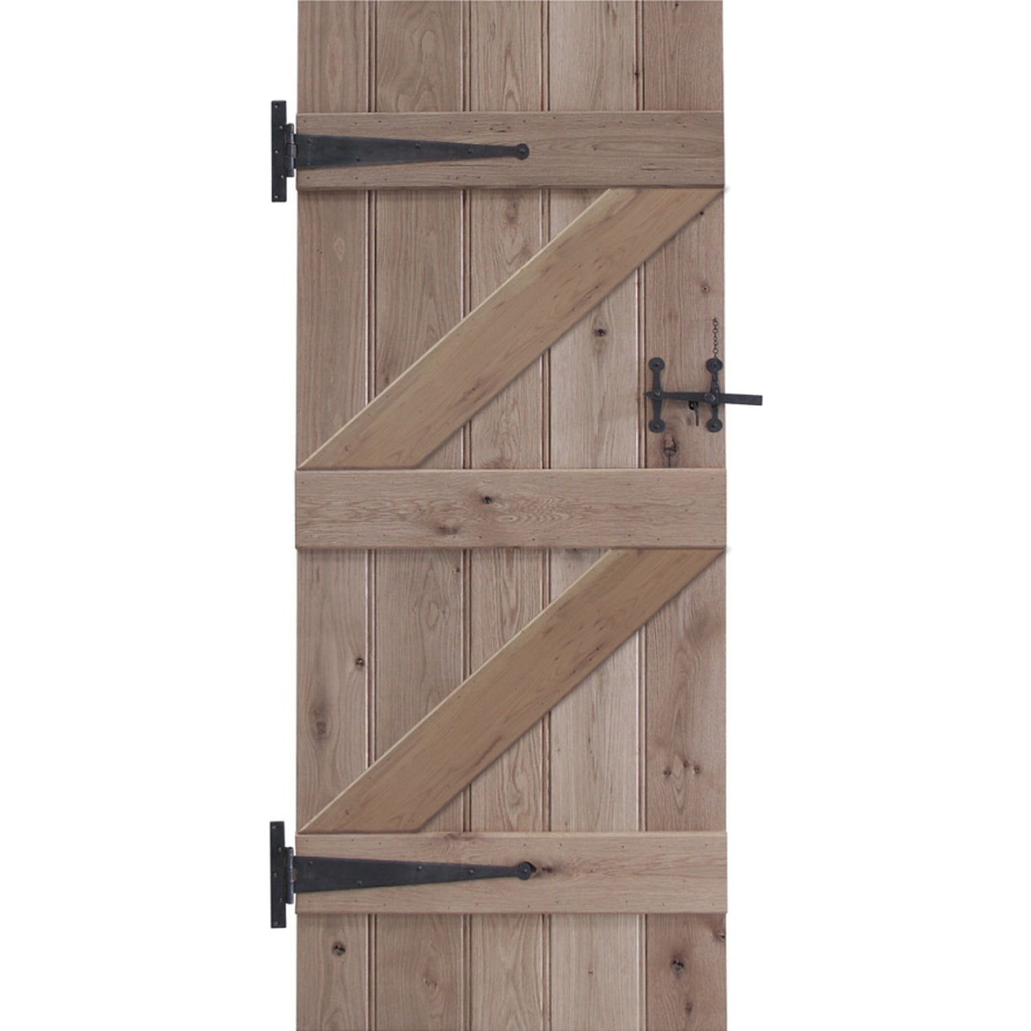 Solid Oak Ledge and Braced Rustic Bead and Butt Door - Main Product Image