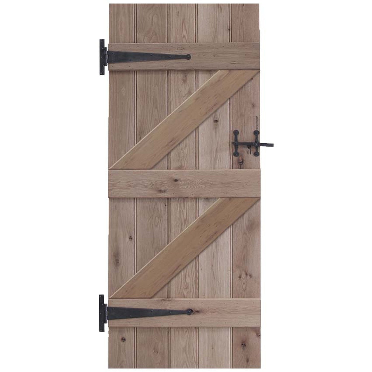 Solid Oak Ledge and Braced Rustic Bead and Butt Door - Main Product Image