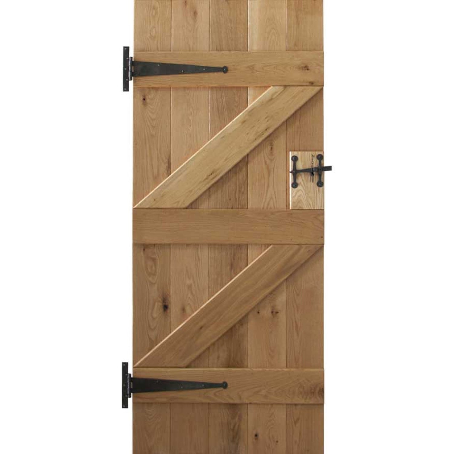 Solid Oak Ledge and Braced Rustic V-Groove Door - Main Product Image
