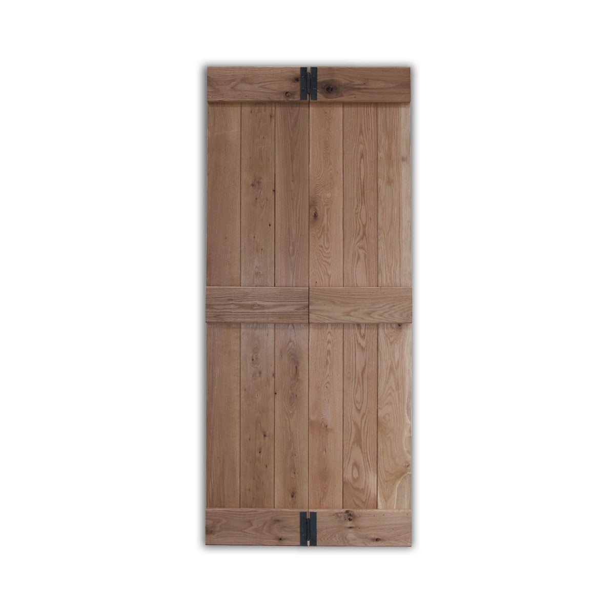 Solid Oak Rustic Bi Fold 3 Ledge V-Groove Profile Cottage Door - Main Product Image