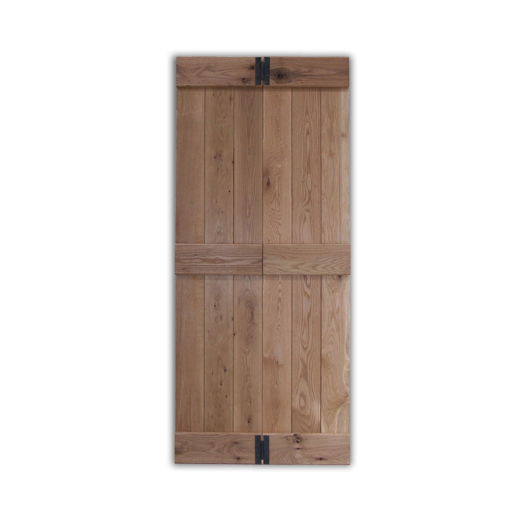 Solid Oak Rustic Bi Fold 3 Ledge V-Groove Profile Cottage Door - Main Product Image