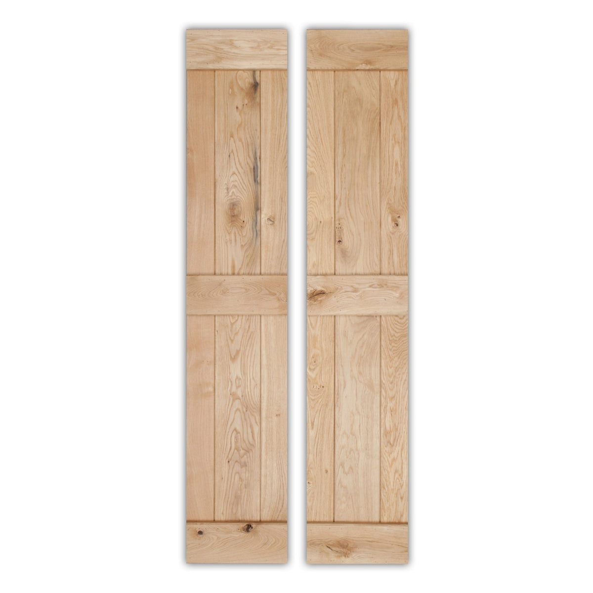 Solid Oak Rustic Bi Fold 3 Ledge V-Groove Profile Cottage Door - Main Product Image