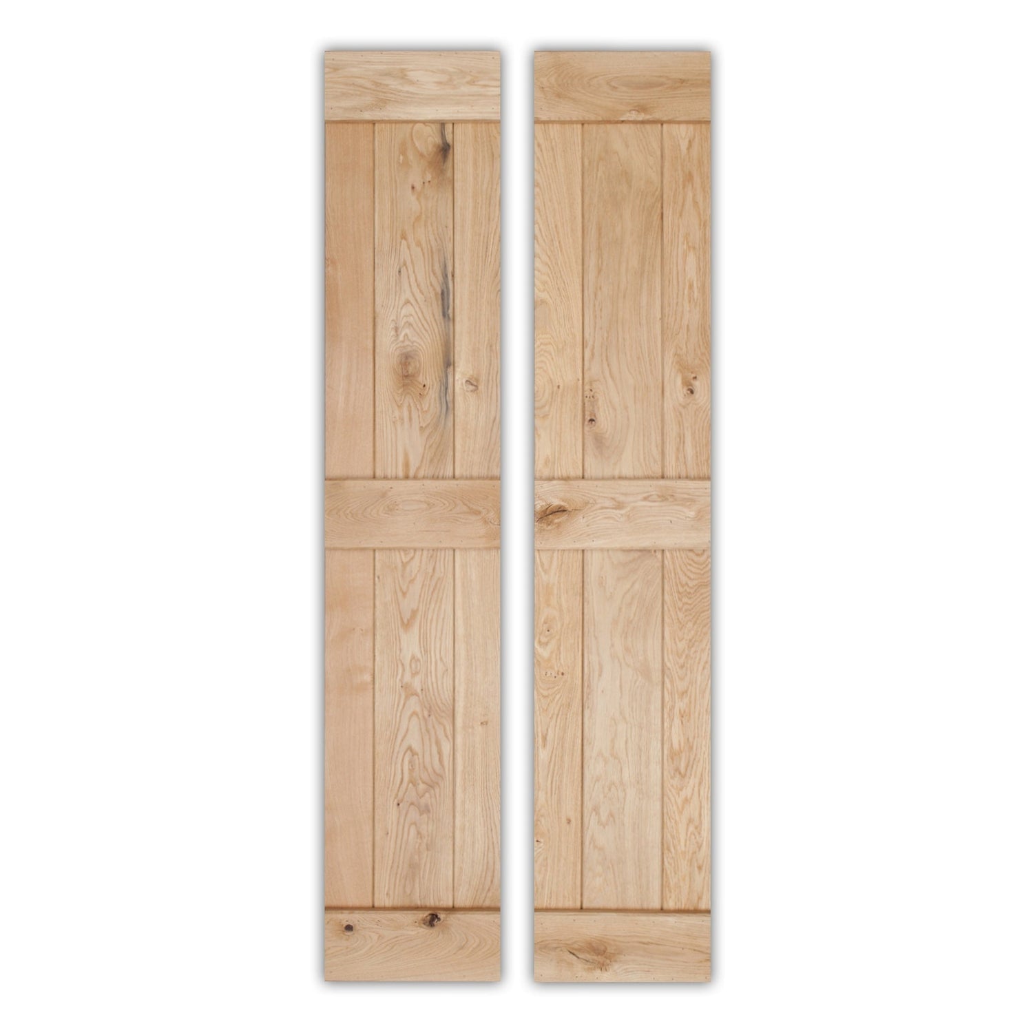 Solid Oak Rustic Bi Fold 3 Ledge V-Groove Profile Cottage Door - Main Product Image