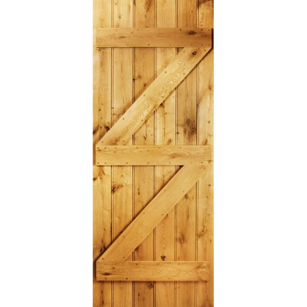 Product solid oak rustic ledge and brace door