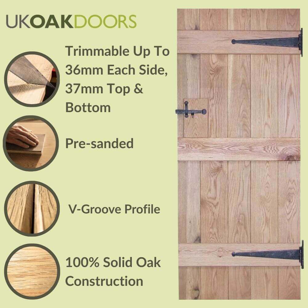 Graphic solid oak rustic ledged door information panel