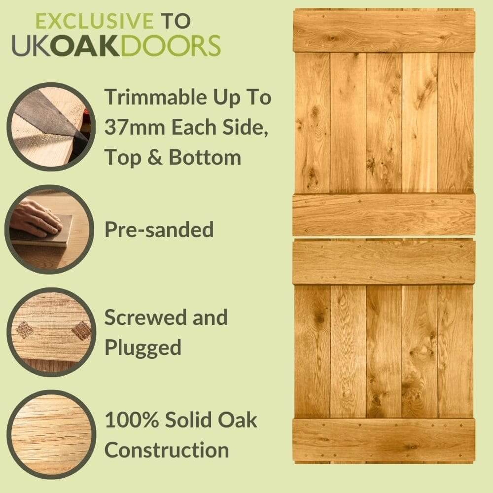 Graphic solid oak stable barn door information panel