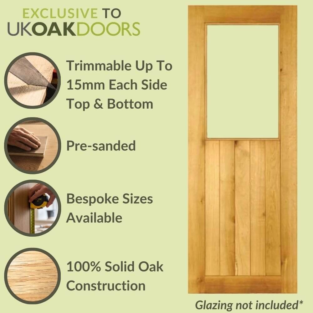 Graphic solid oak Suffolk half unglazed door information panel