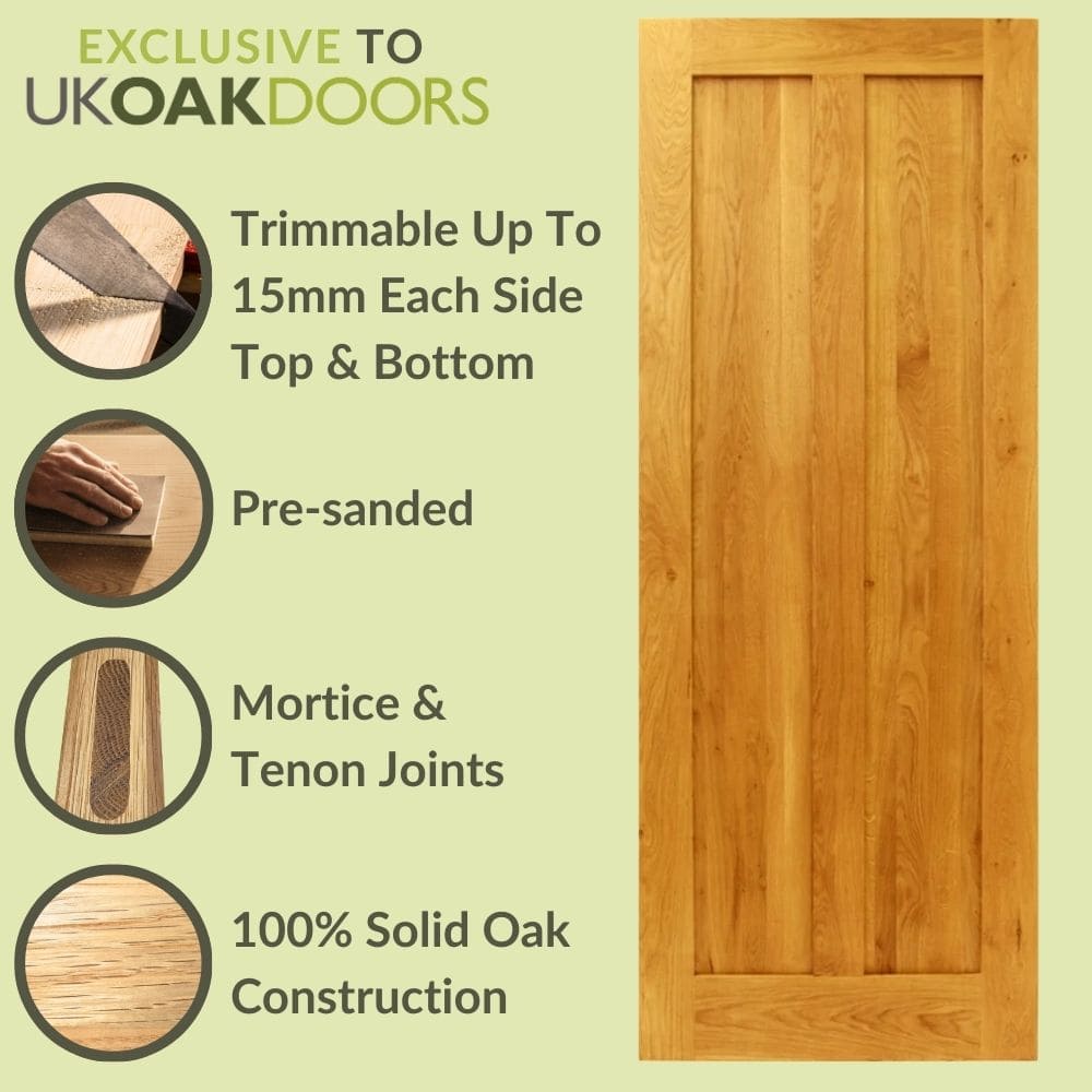 Solid Oak Two Panel Door - UK Oak Doors