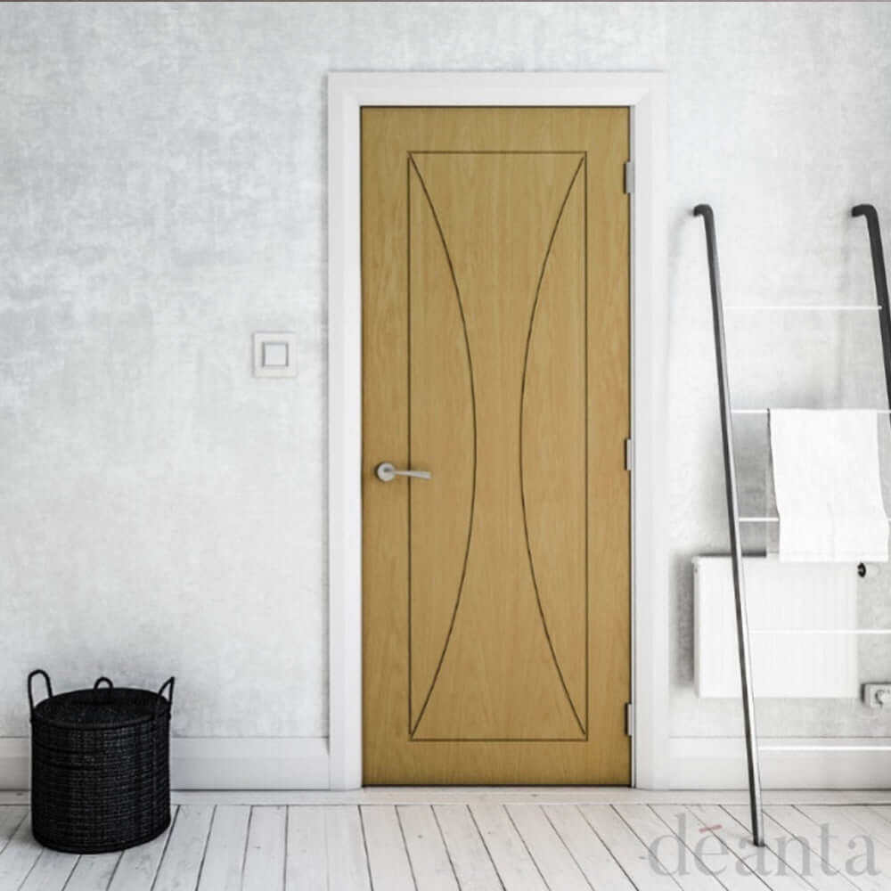 Lifestyle Sorrento prefinished oak fire door installed in a room