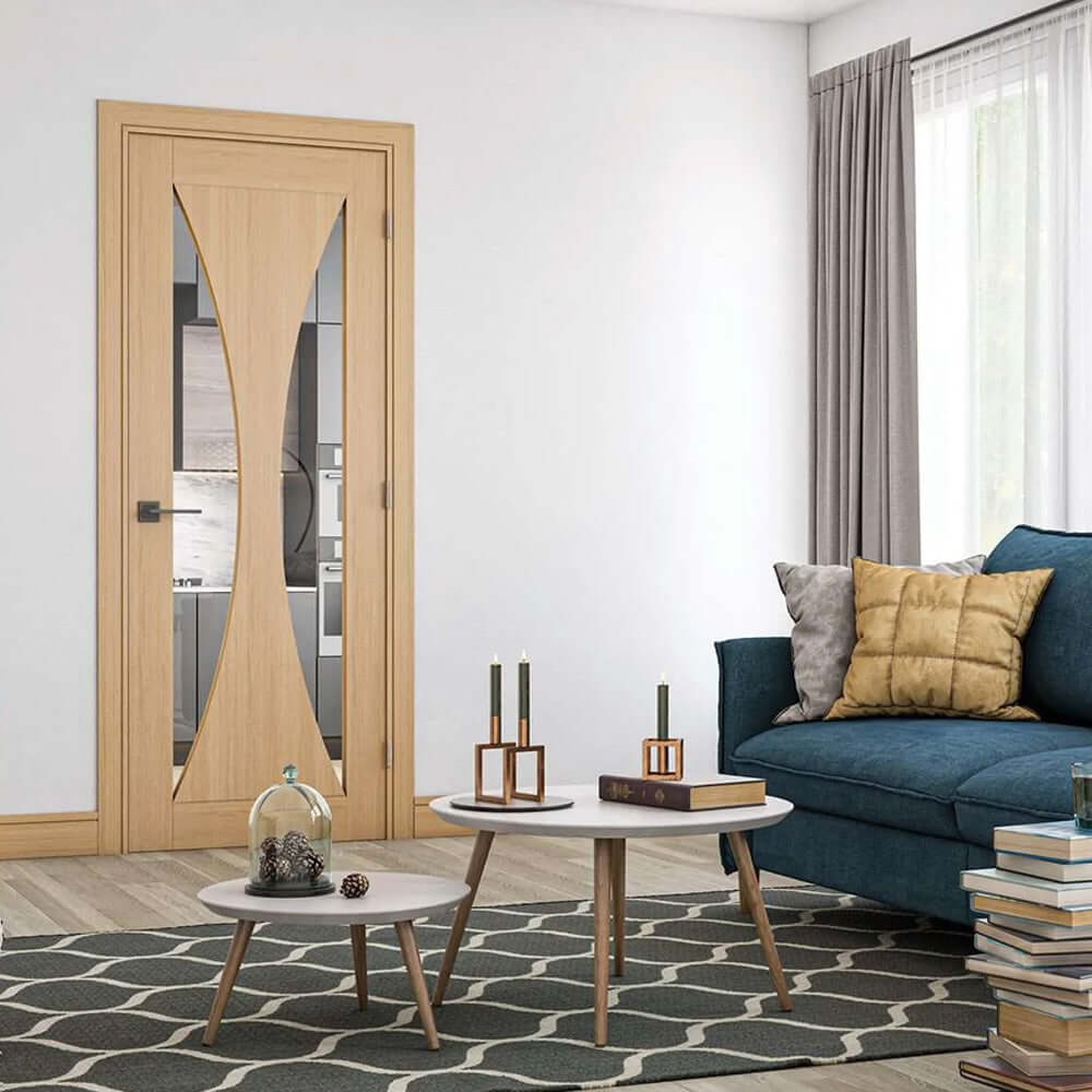 Lifestyle Sorrento prefinished oak glazed door fitted in an interior