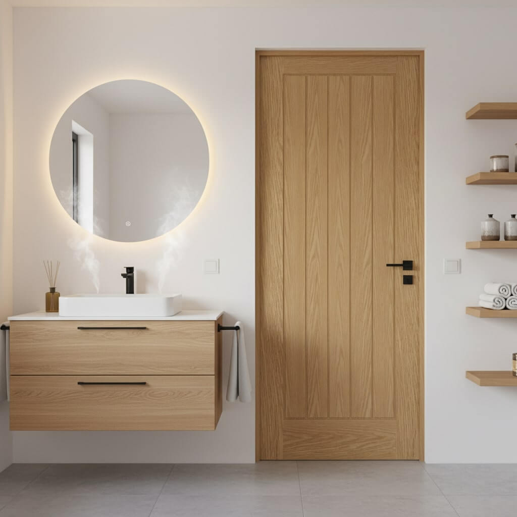 Suffolk oak fire door shown in a room setting