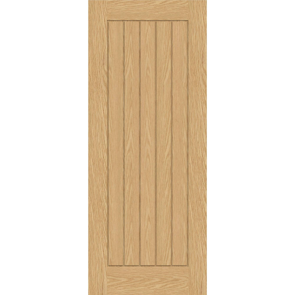 Suffolk cottage style oak fire door with vertical planked grooves
