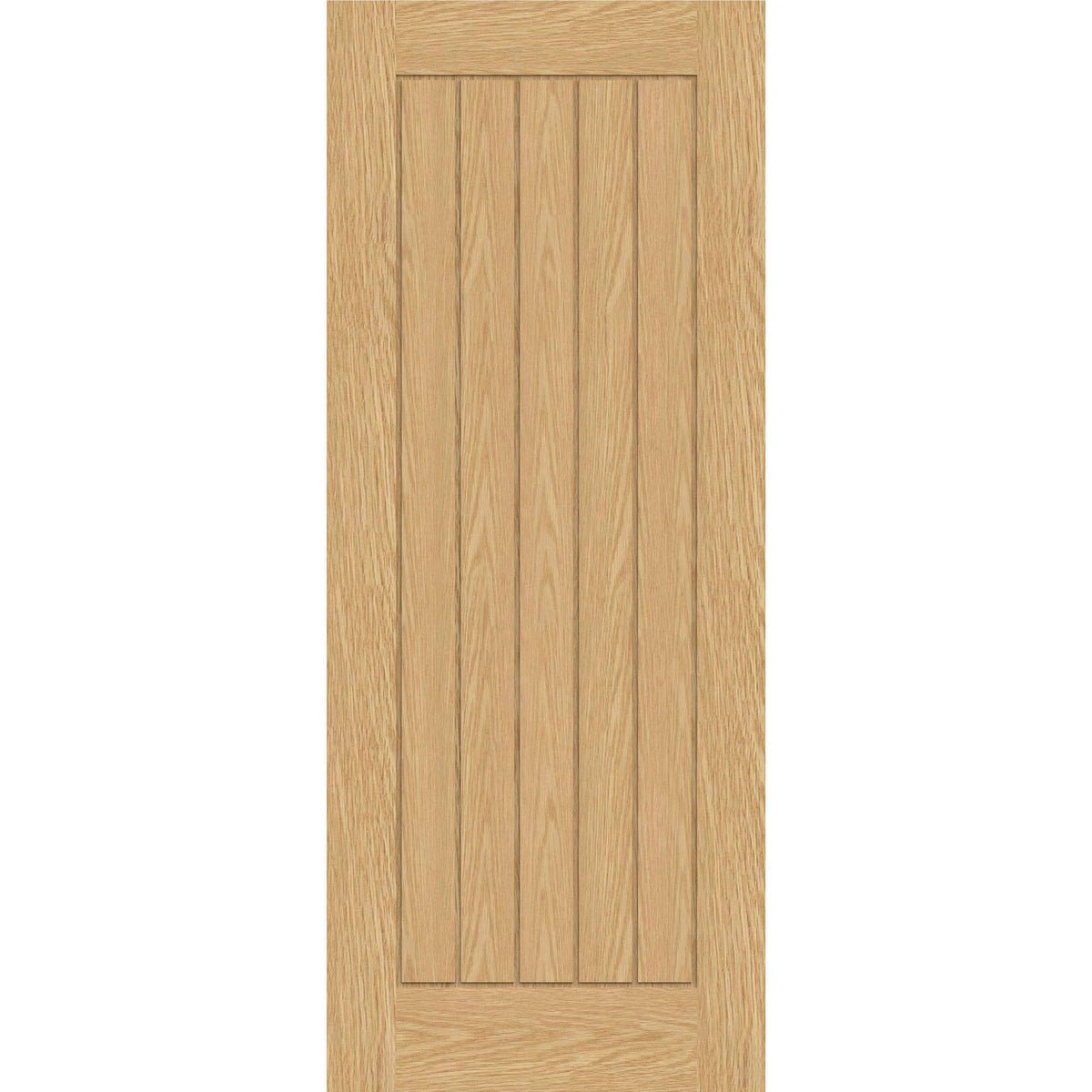 Suffolk cottage style oak fire door with vertical planked grooves