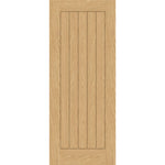 Suffolk cottage style prefinished oak fire door with vertical planked grooves