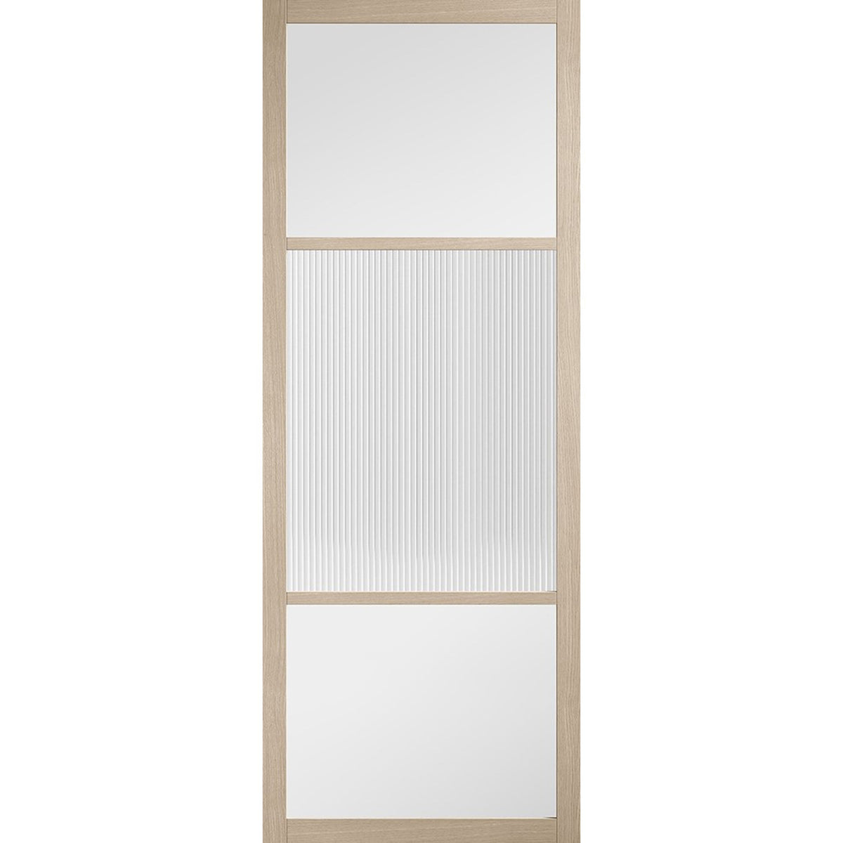 Sutton Prefinished Reeded Glazed Blonde Oak Door - Main Product Image