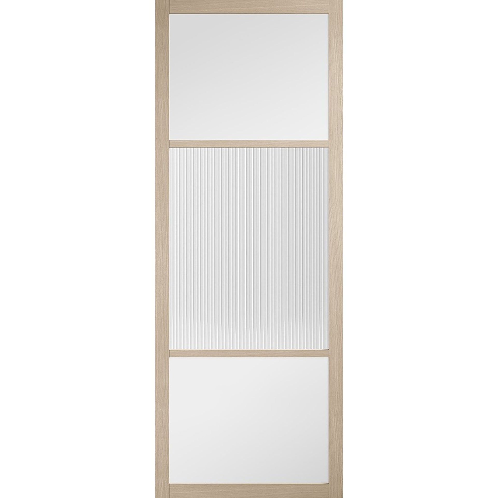 Sutton Prefinished Reeded Glazed Blonde Oak Door - Main Product Image