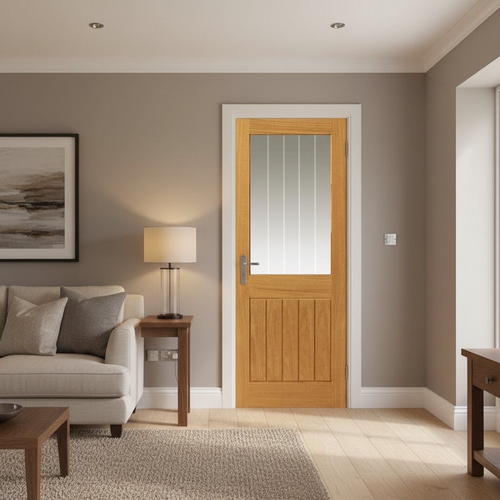 Thames Prefinished Oak Half Light Glazed Door Lifestyle Image