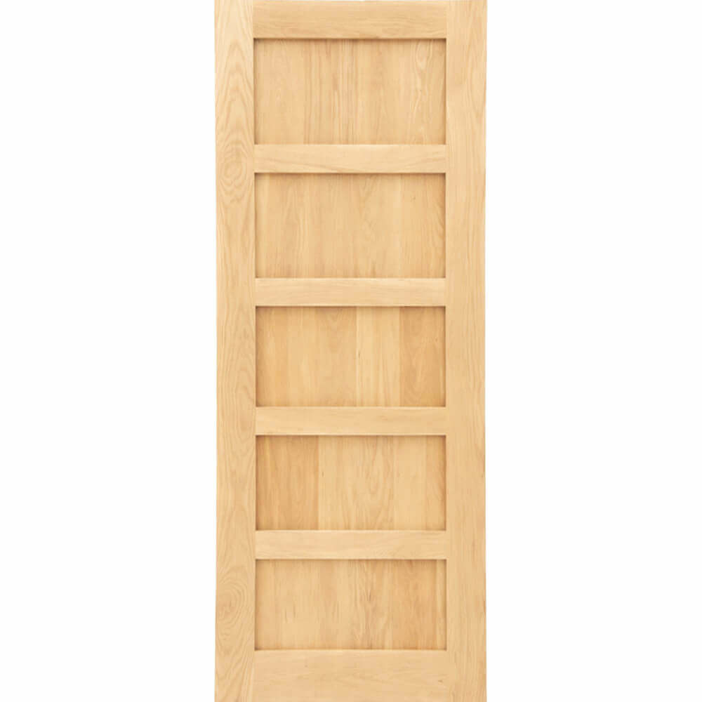 Product unfinished five panel shaker style solid oak door
