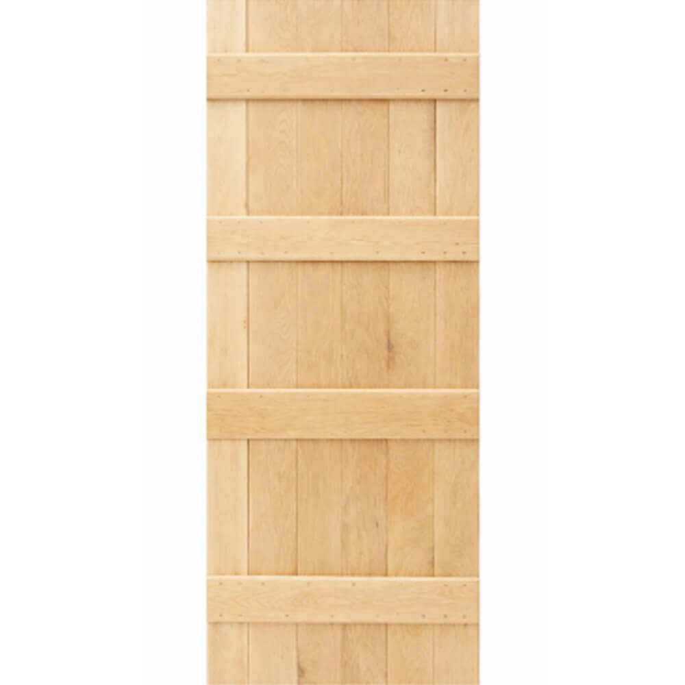 Product unfinished solid oak four ledge barn door