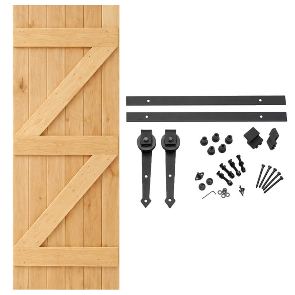 Solid Oak Ledge And Brace Single Sliding Door Kit