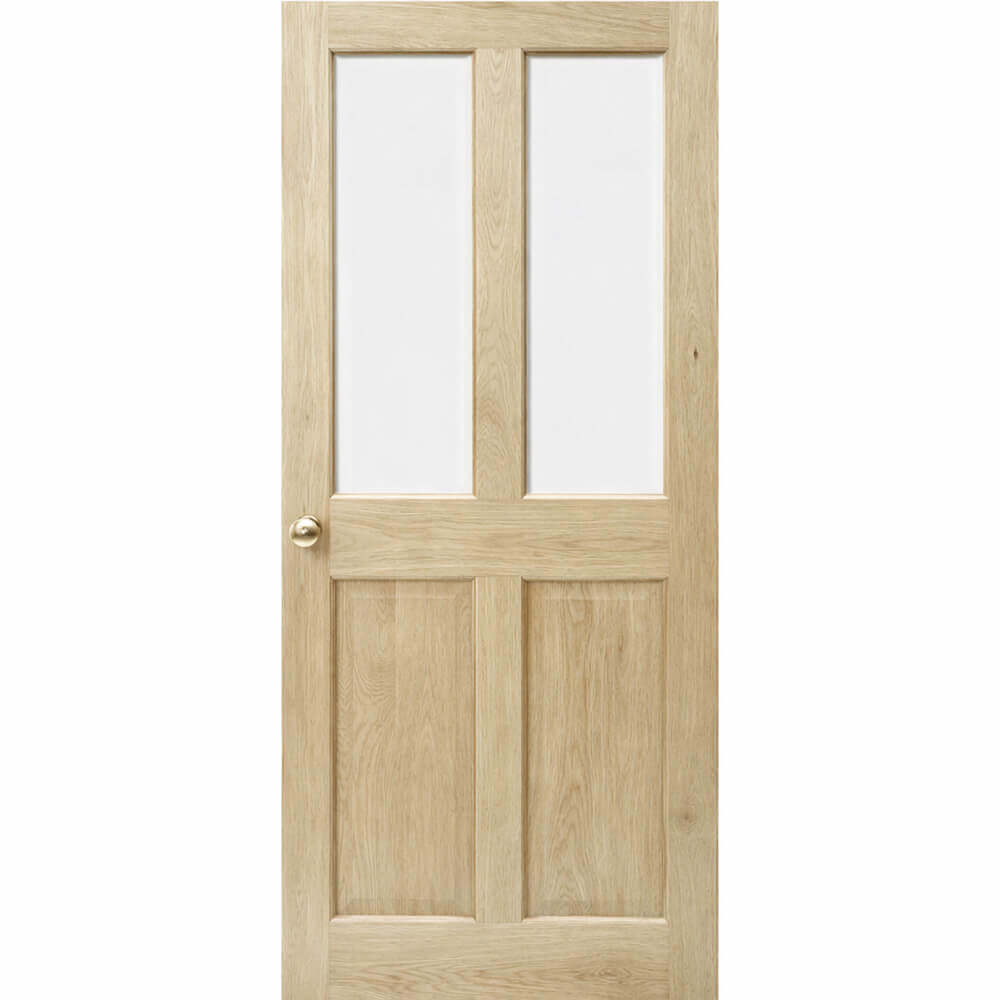 Product unfinished Victorian four panel half unglazed solid oak door