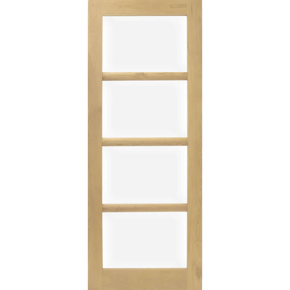Product unfinished solid oak four panel glazed French door