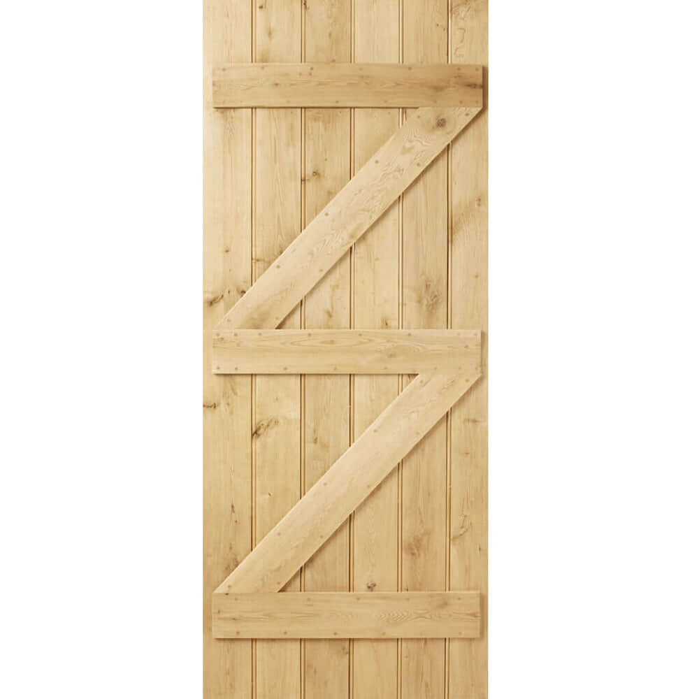 Product unfinished solid oak rustic ledge and brace door