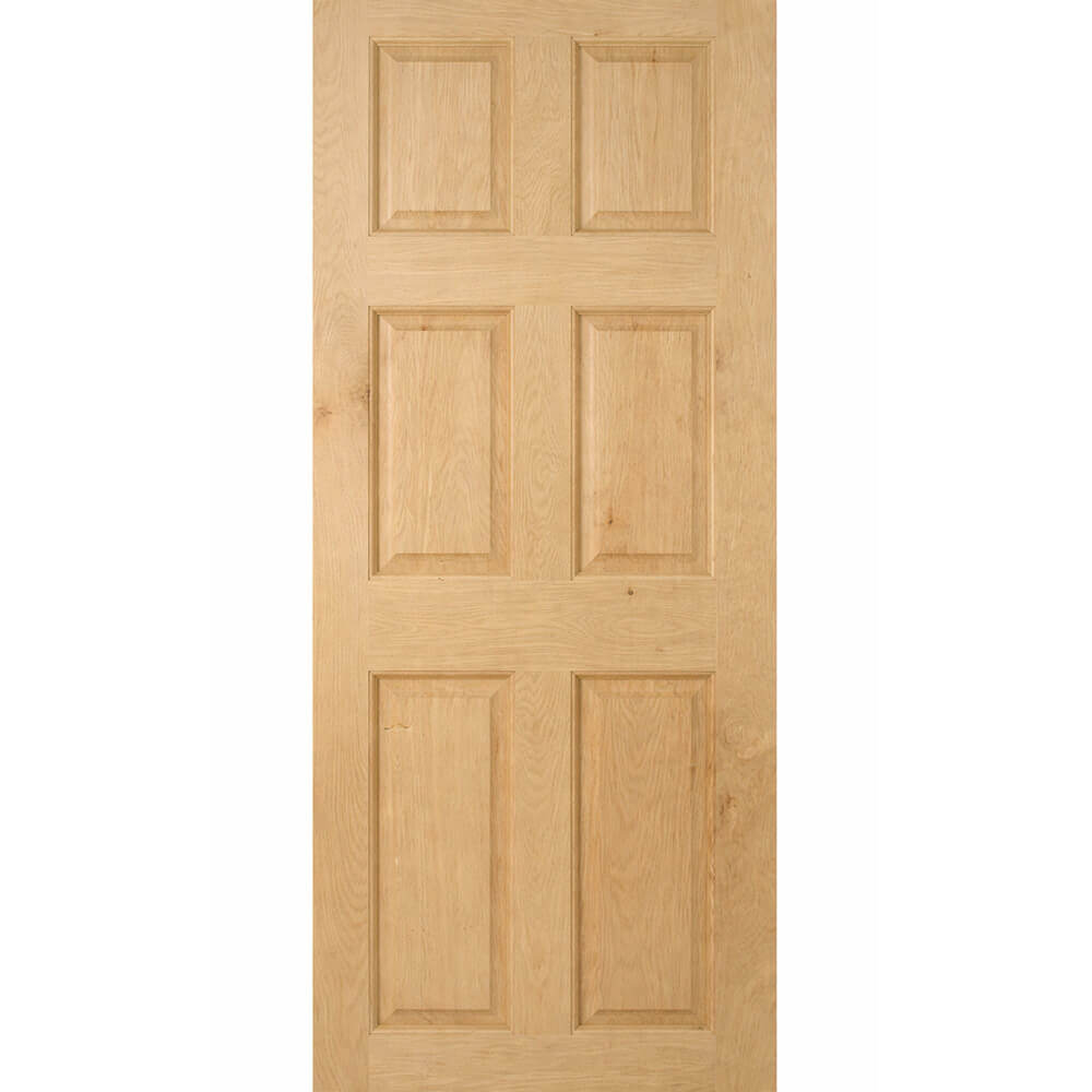 Product unfinished Victorian six panel solid oak door
