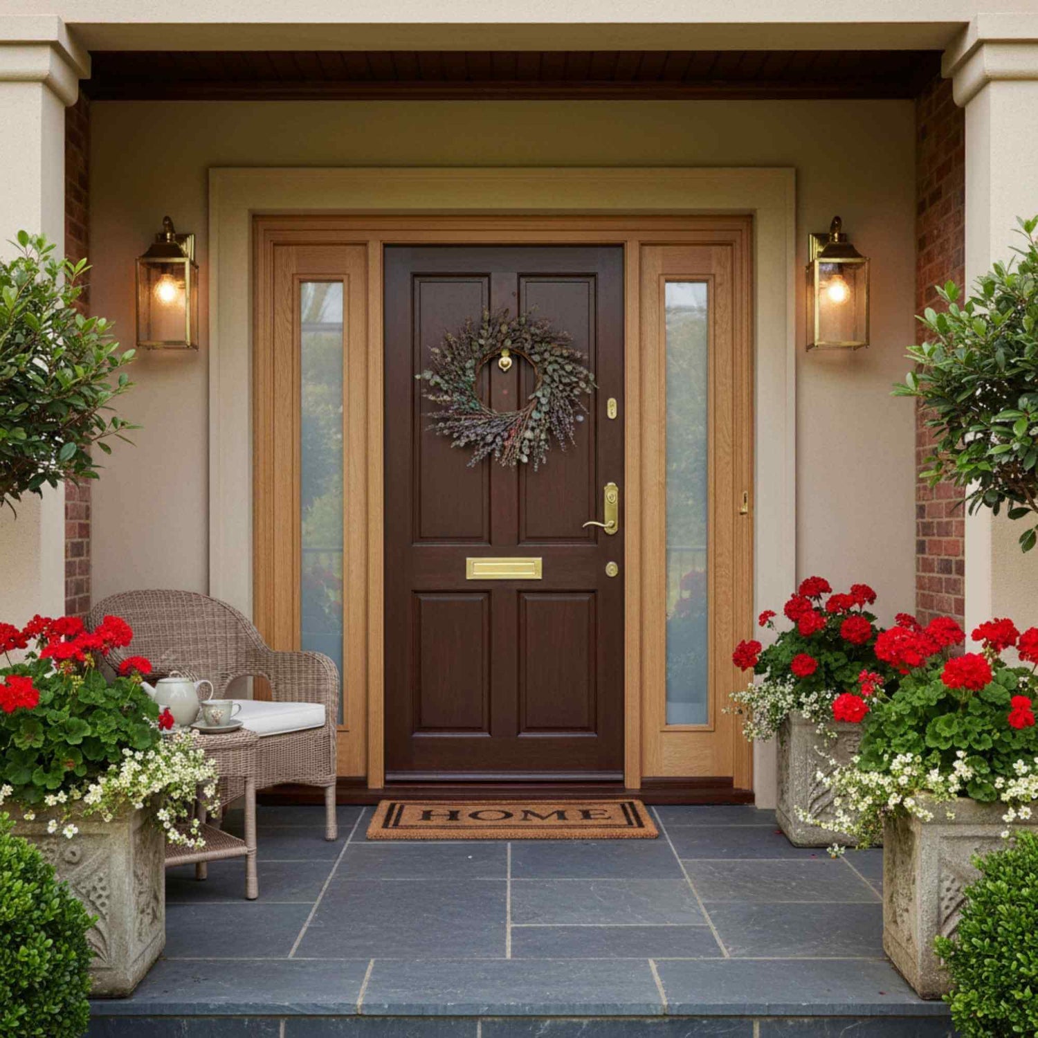 Universal Frosted Glass Oak External Sidelight