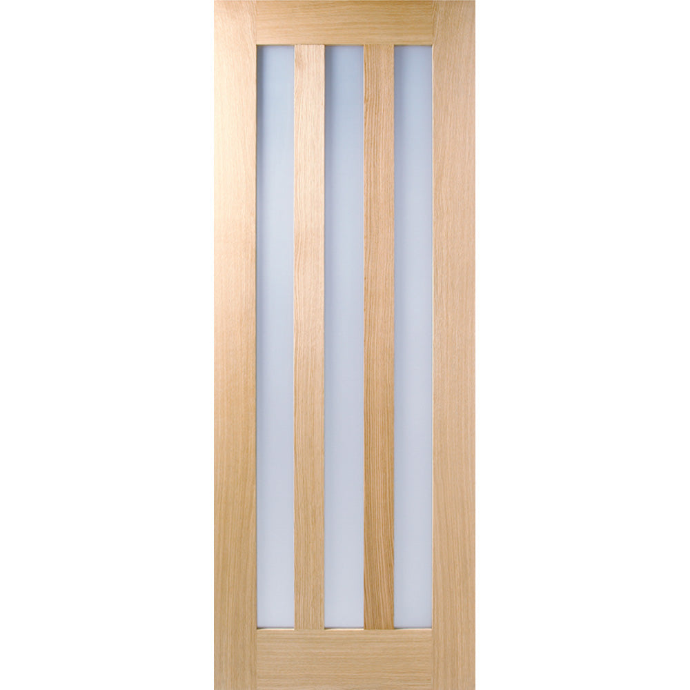 Product Utah three panel frosted glazed prefinished oak door