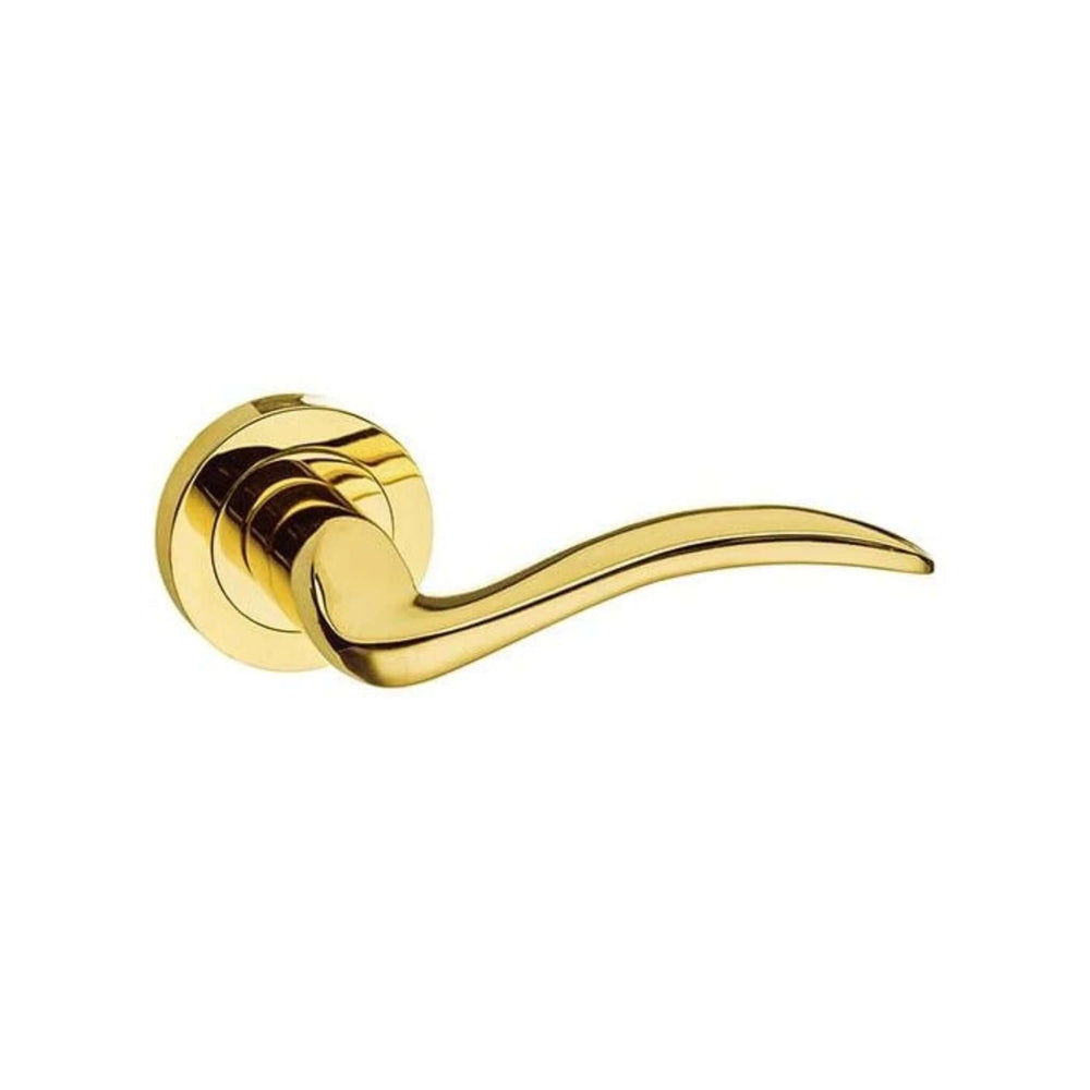 Product Valencia polished brass lever on round rose door handle