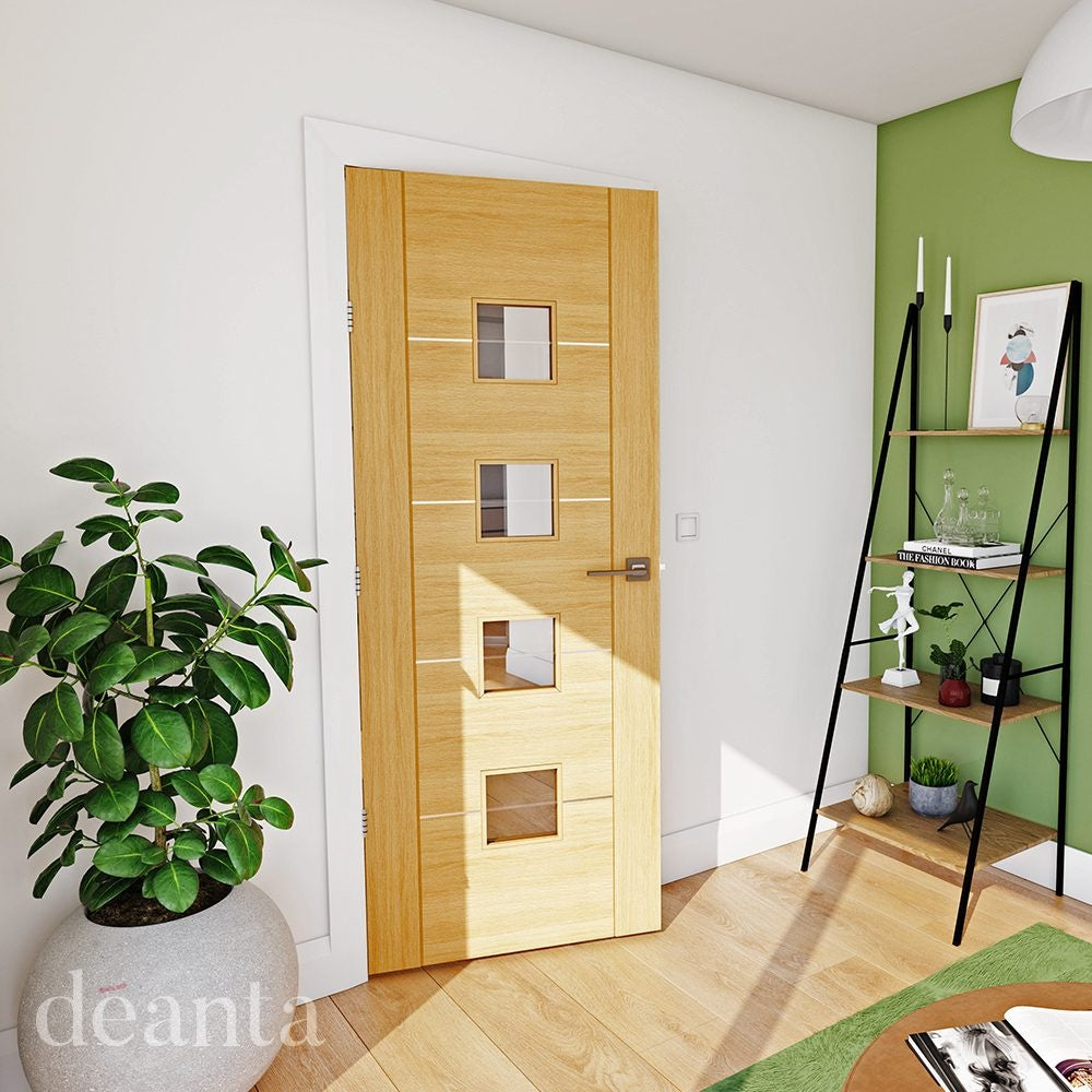 Valencia Prefinished Oak Glazed Internal Door
