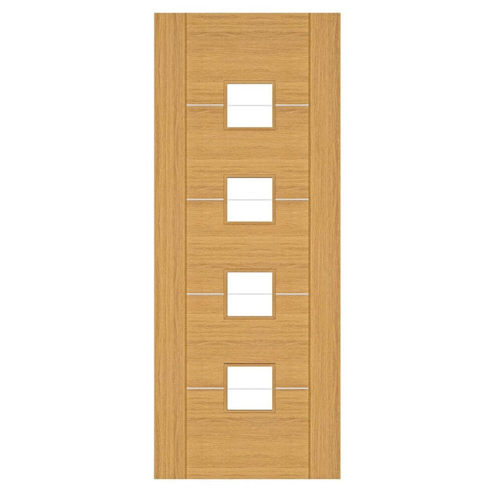 Product Valencia prefinished oak glazed internal door front view