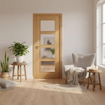 Vancouver Prefinished Oak 4 Panel Glazed Internal Door Lifestyle Image