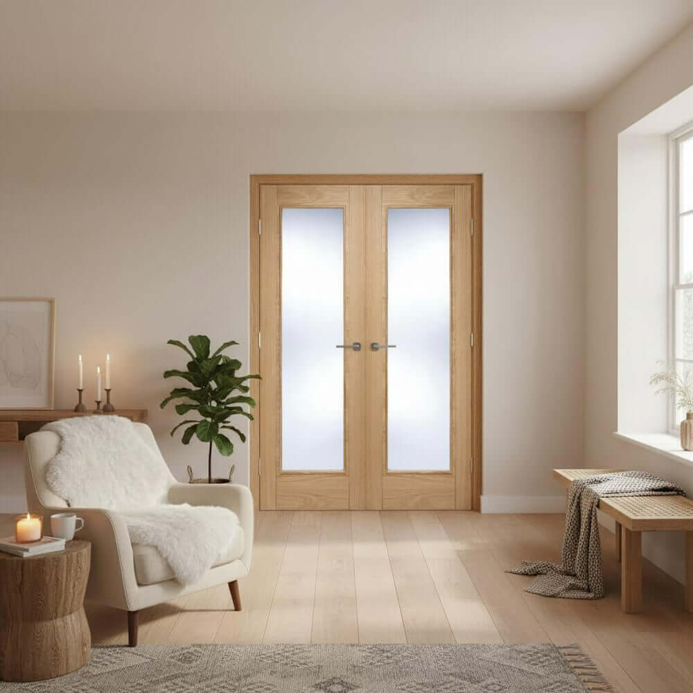 Product Vancouver prefinished oak clear glazed internal door pair