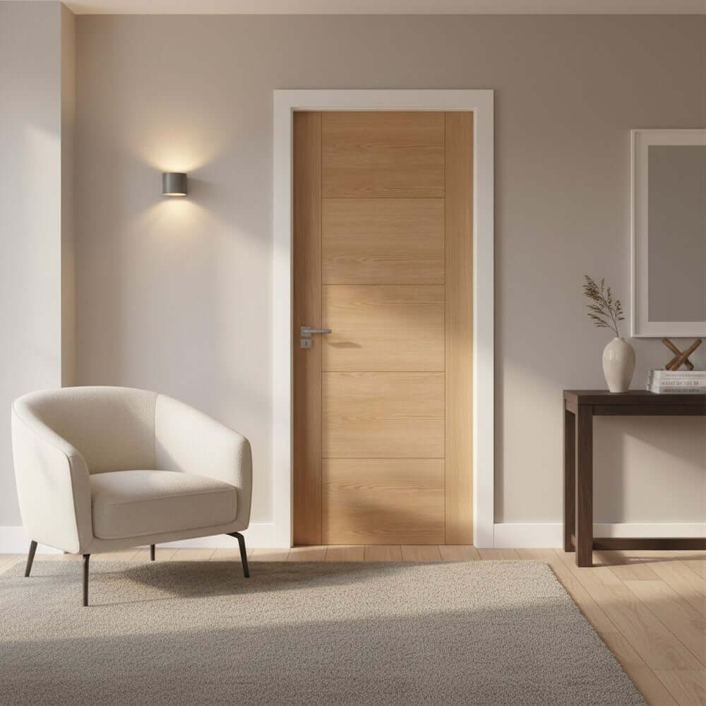 Lifestyle Vancouver prefinished oak FD60 internal fire door alternate room view