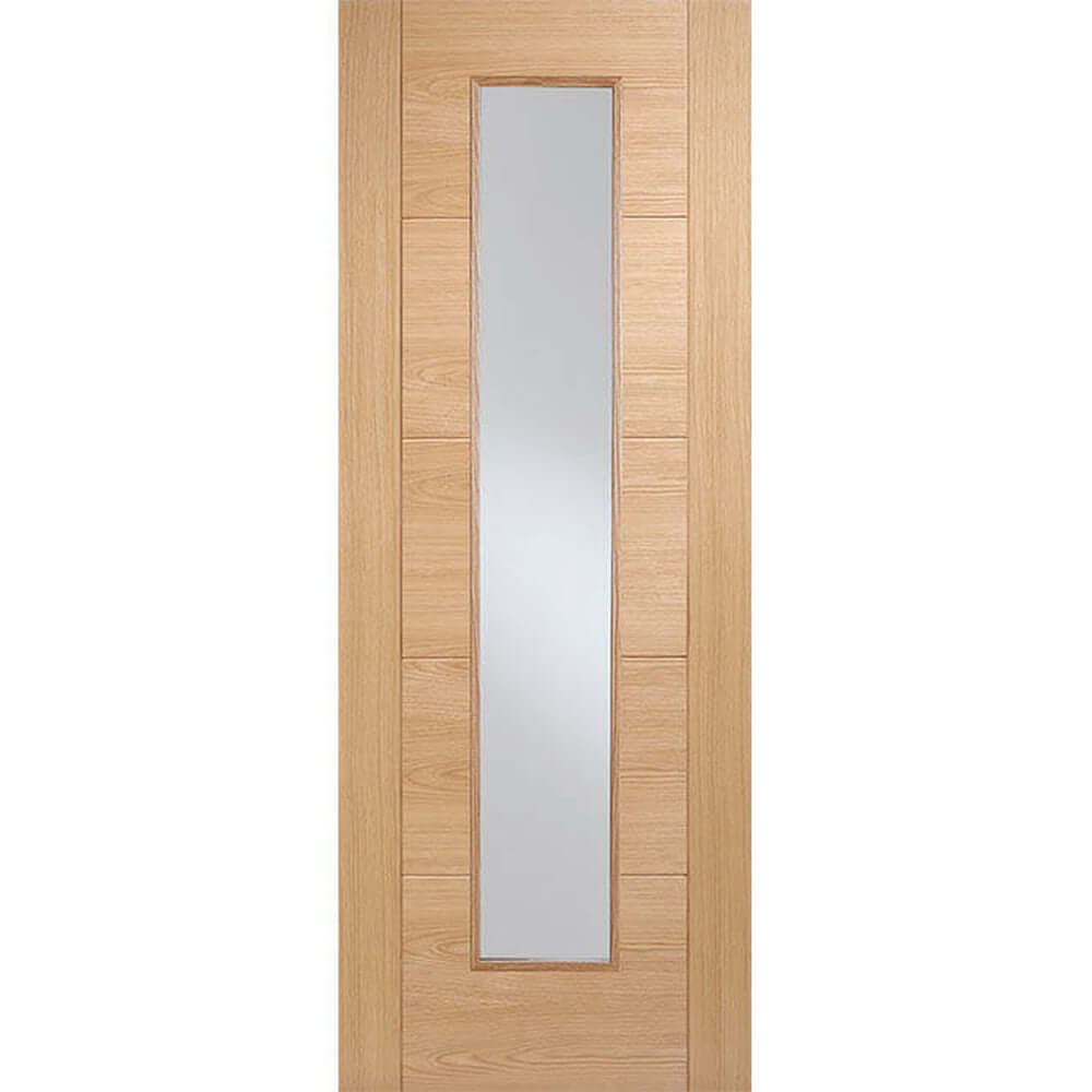 Product Vancouver prefinished oak long light glazed FD30 fire door alternate detail view