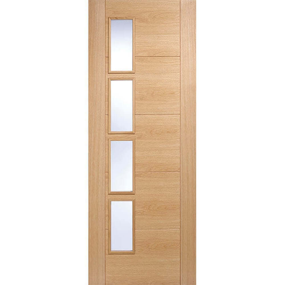 Product Vancouver prefinished oak offset glazed internal door front view