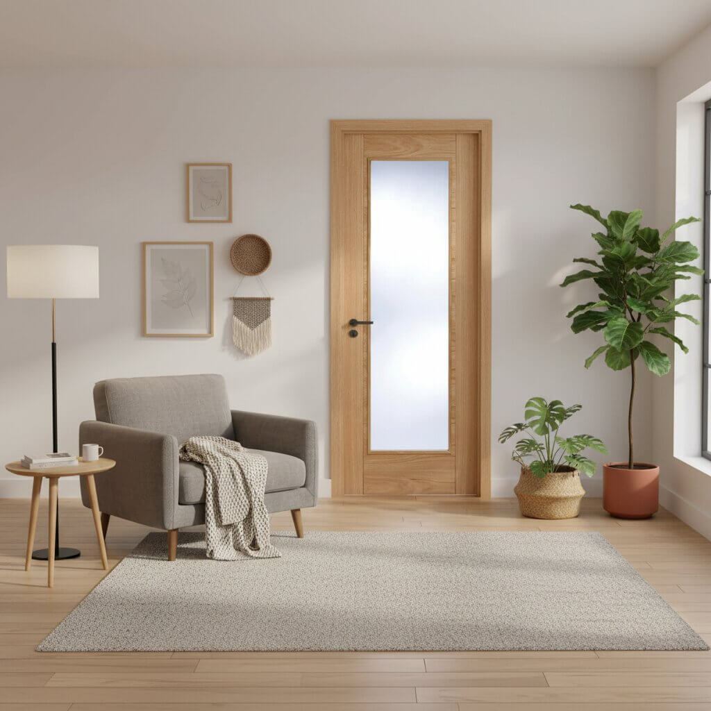 Vancouver Prefinished Oak Pattern 10 Glazed Door Lifestyle Image