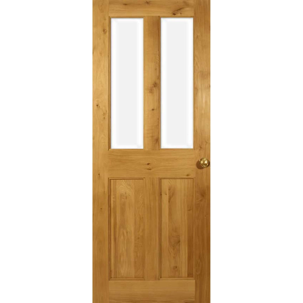 Product Victorian four flat panel half unglazed solid oak door