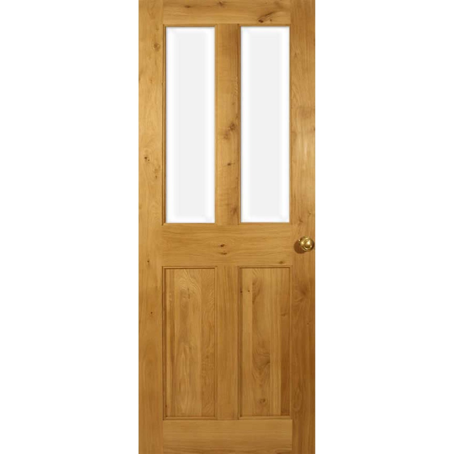 Victorian 4 Flat Panel Half Glazed Solid Oak Door - Main Product Image