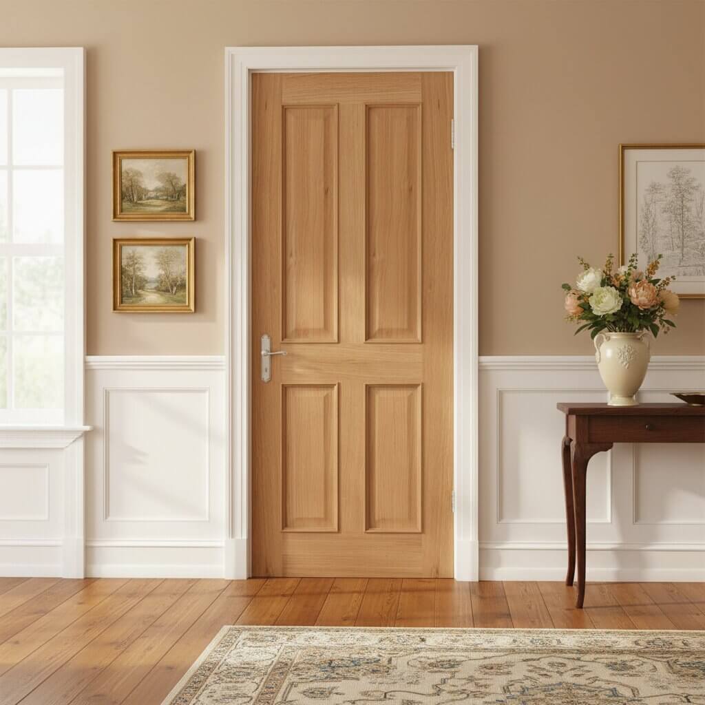 Victorian 4 Panel Raised Mouldings Oak Internal Door Lifestyle Image